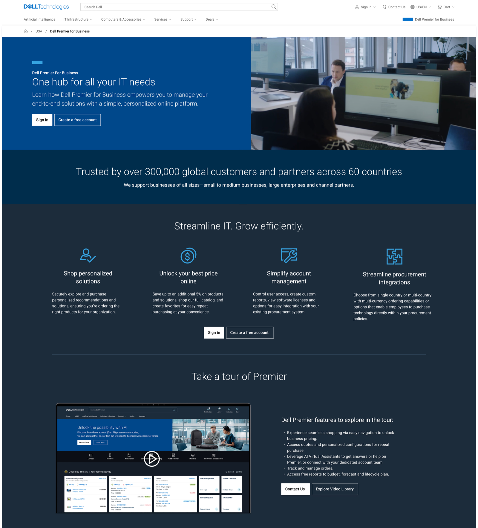 Dell Premier landing page redesign screenshot