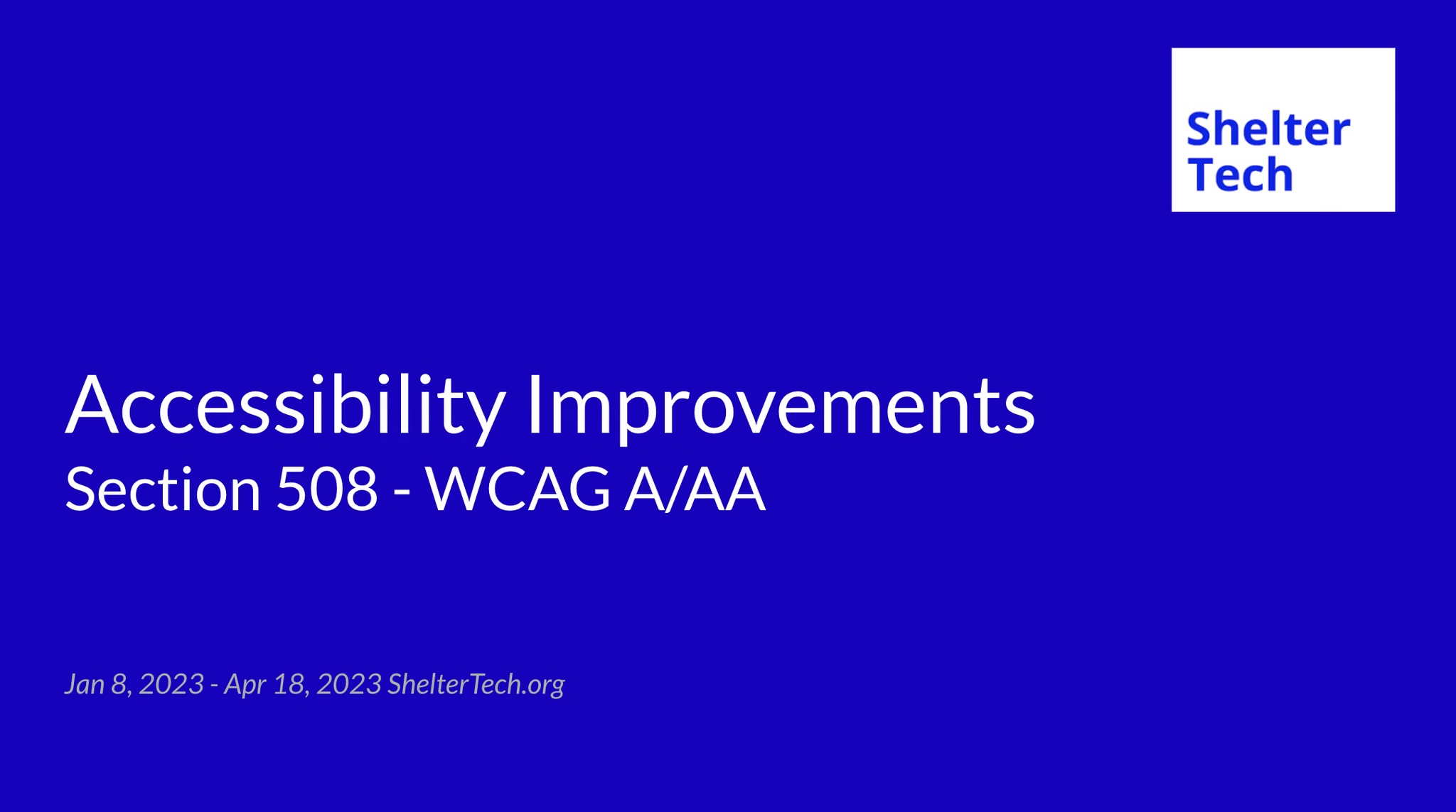 ShelterTech accessibility audit project screenshot